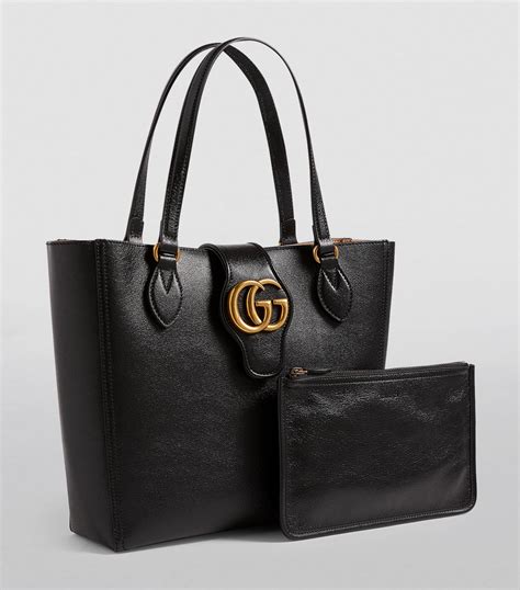 Womens Gucci black Leather Dahlia Tote Bag 